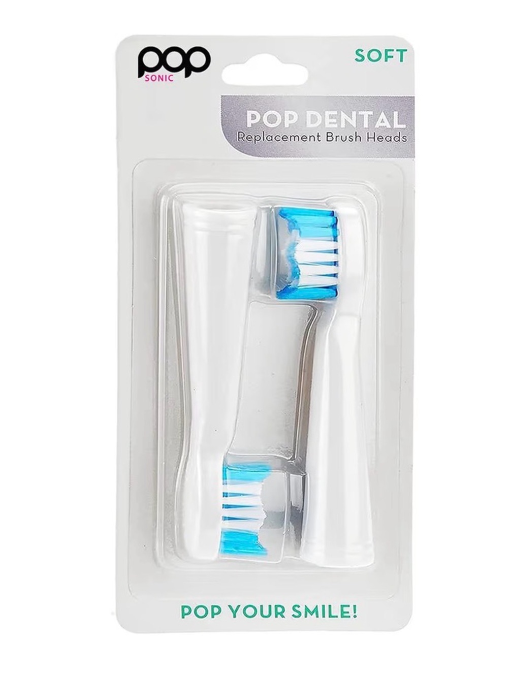 POP Dental Replacement Brush Heads - White with Blue Bristles